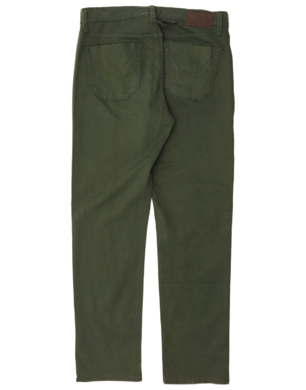 Jeckerson Mens Straight Casual Trousers W33 L32 Green Cotton