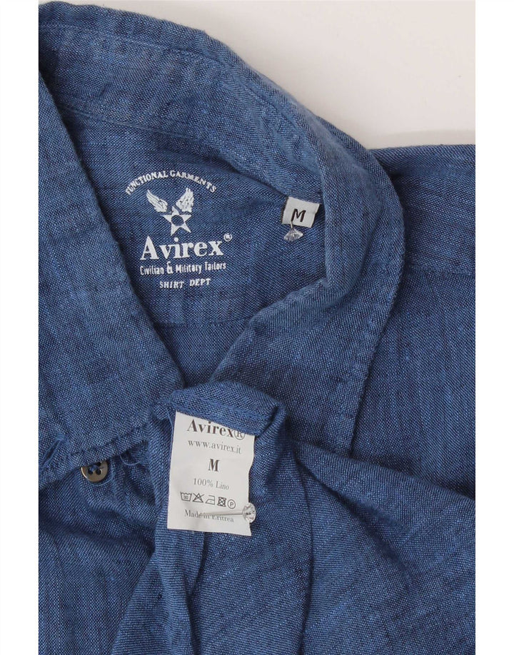 Avirex Mens Shirt Medium Navy Blue Linen