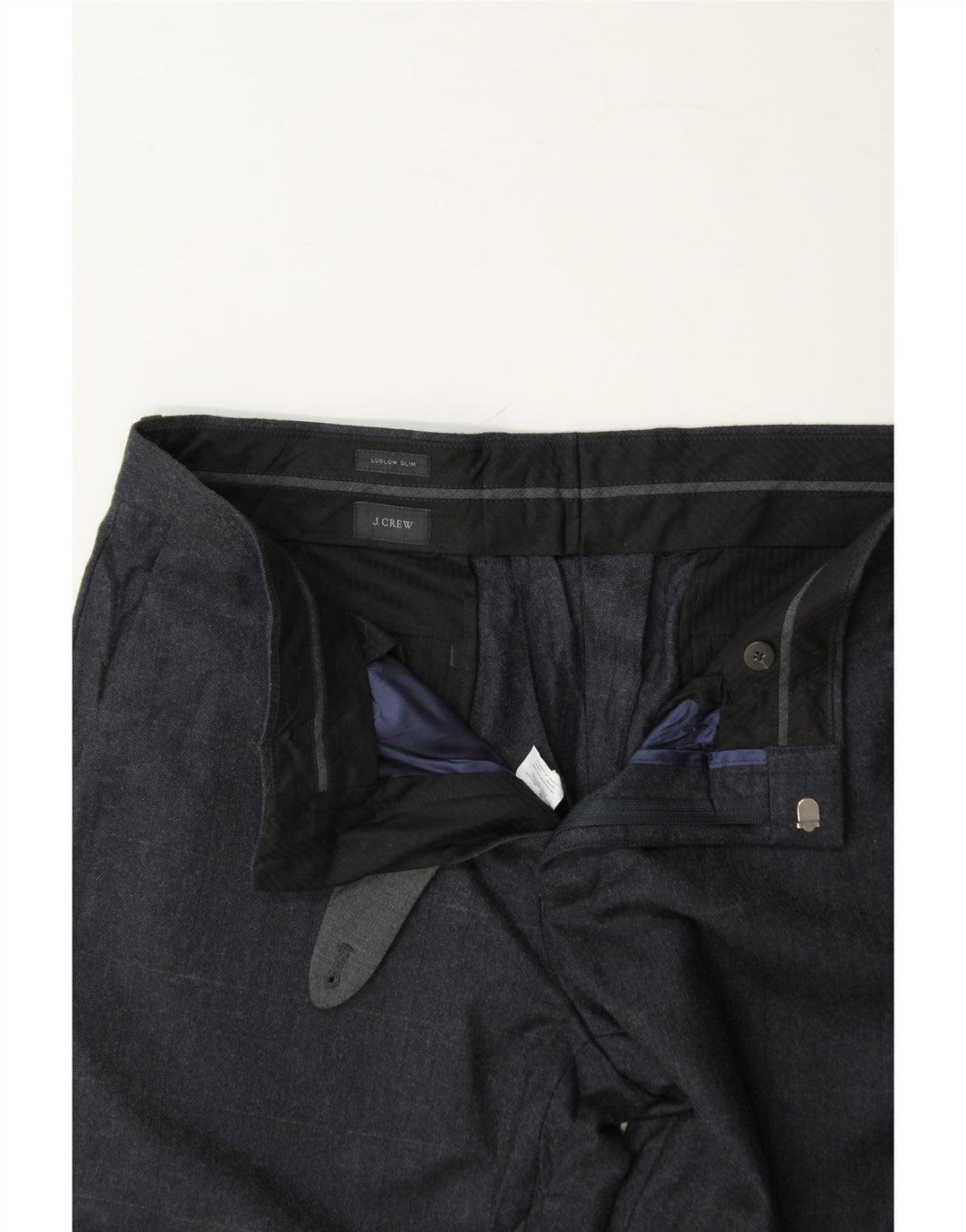 J. CREW Womens Ludlow Slim Cropped Trousers W32 L24 Navy Blue Check Wool Vintage J. Crew and Second-Hand J. Crew from Messina Hembry 