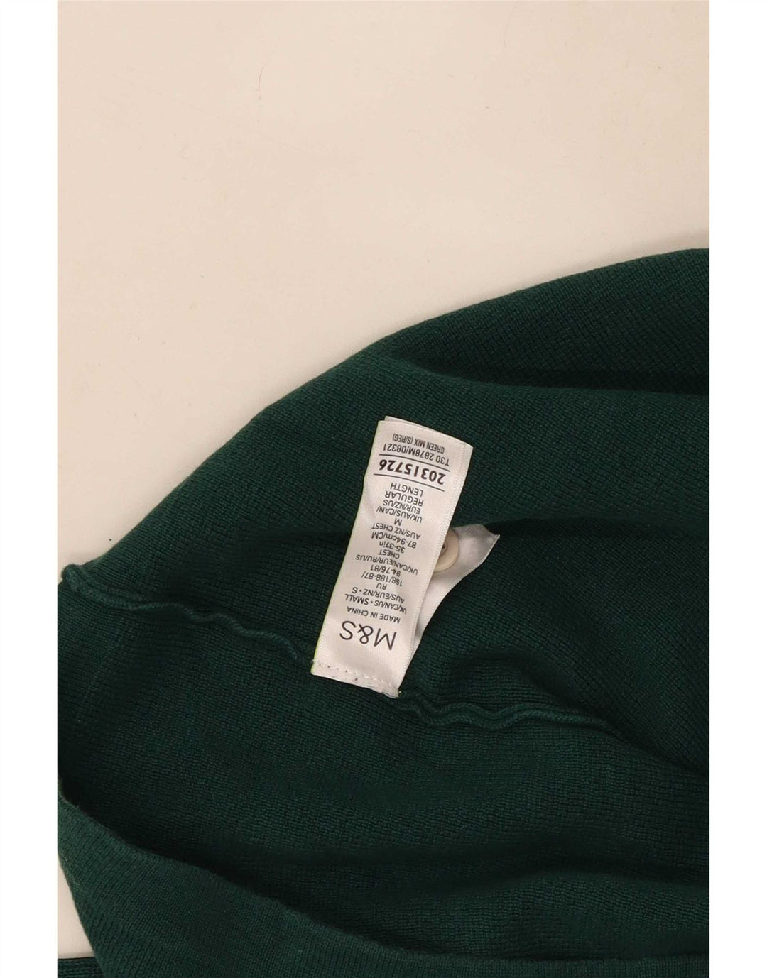 Marks & Spencer Mens Polo Neck Jumper Sweater Small Green Colourblock