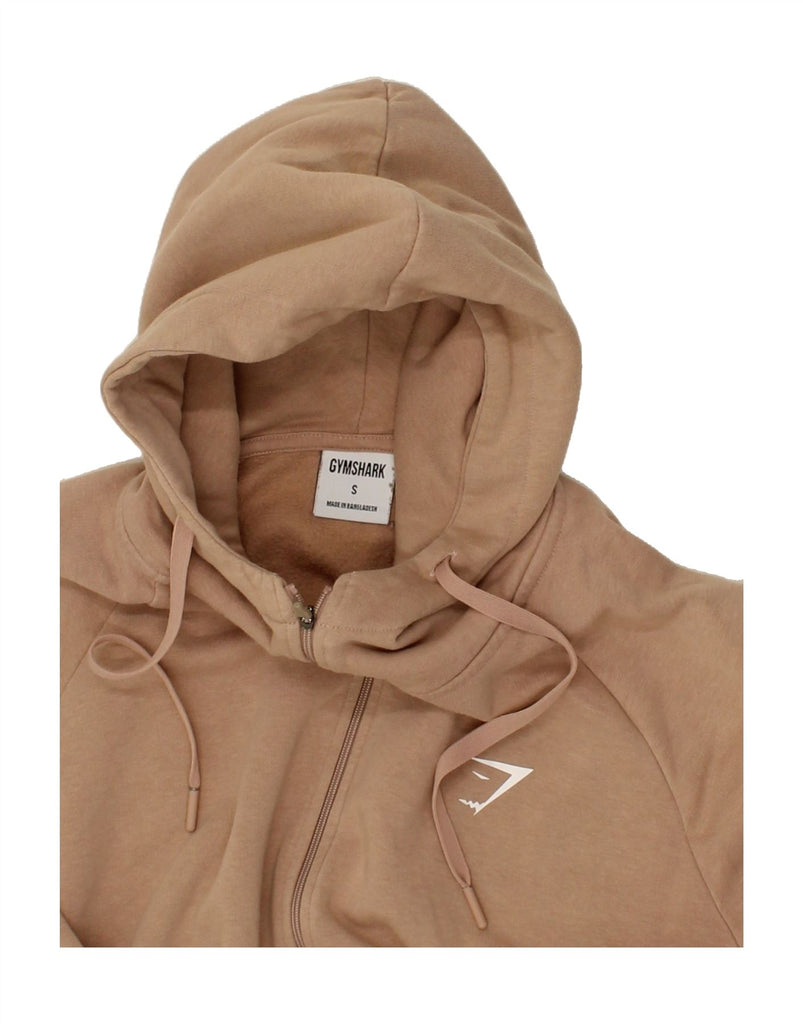 GYMSHARK Mens Zip Hoodie Sweater Small Beige Cotton | Vintage Gymshark | Thrift | Second-Hand Gymshark | Used Clothing | Messina Hembry 