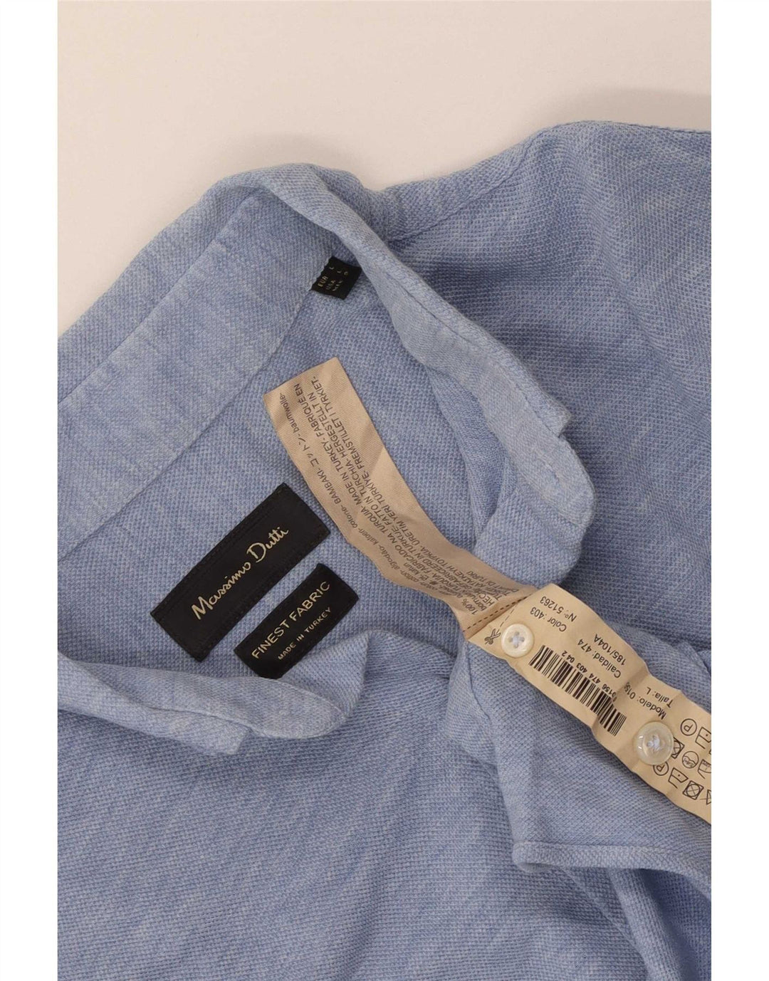 Massimo Dutti Mens Shirt Large Blue Cotton