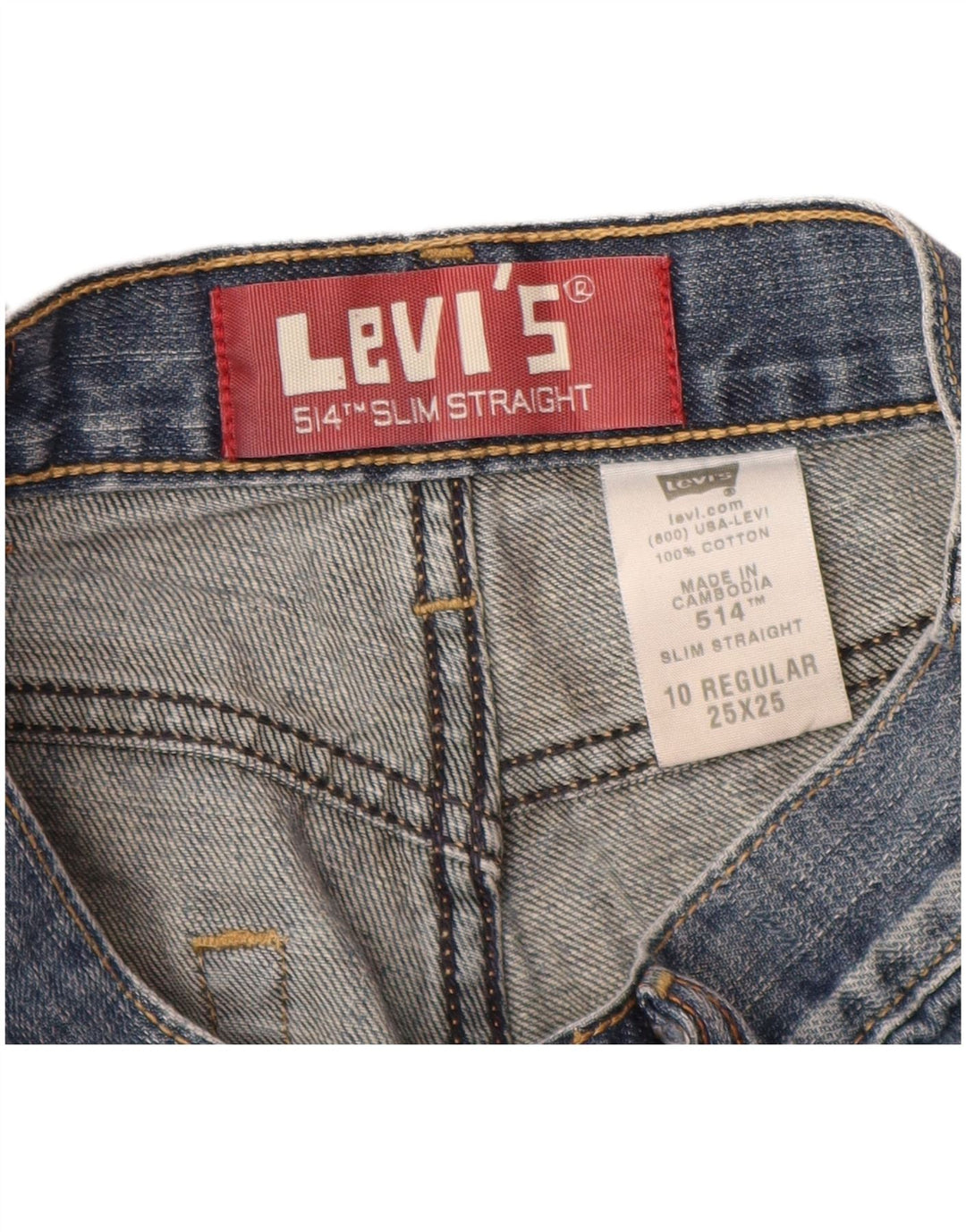 LEVI'S Boys 514 Slim Straight Jeans 9-10 Years W25 L25 Blue Cotton