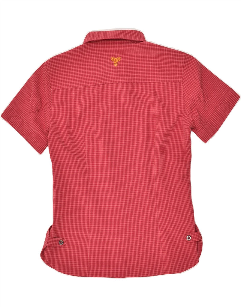 JACK WOLFSKIN Womens Short Sleeve Shirt UK 10 Small Red Check Polyester | Vintage Jack Wolfskin | Thrift | Second-Hand Jack Wolfskin | Used Clothing | Messina Hembry 