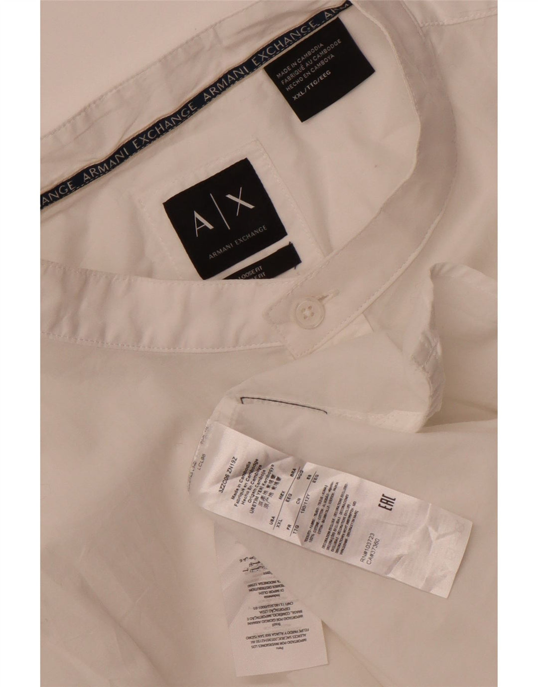 Armani Exchange Mens Loose Fit Shirt 2XL White Cotton