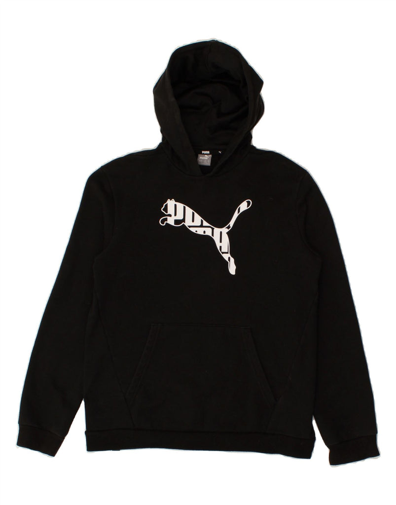 PUMA Boys Graphic Hoodie Jumper 15-16 Years Black Cotton Vintage Puma and Second-Hand Puma from Messina Hembry 