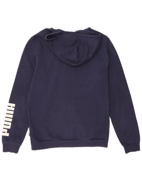 Puma Boys Graphic Zip Hoodie Sweater 15-16 Years Navy Blue Cotton