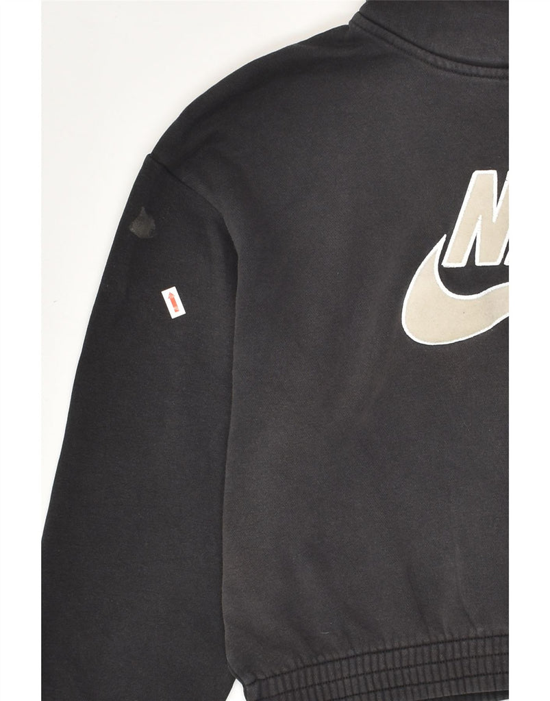 NIKE Womens Graphic Crop Hoodie Jumper UK 10 Small Black Cotton | Vintage Nike | Thrift | Second-Hand Nike | Used Clothing | Messina Hembry 