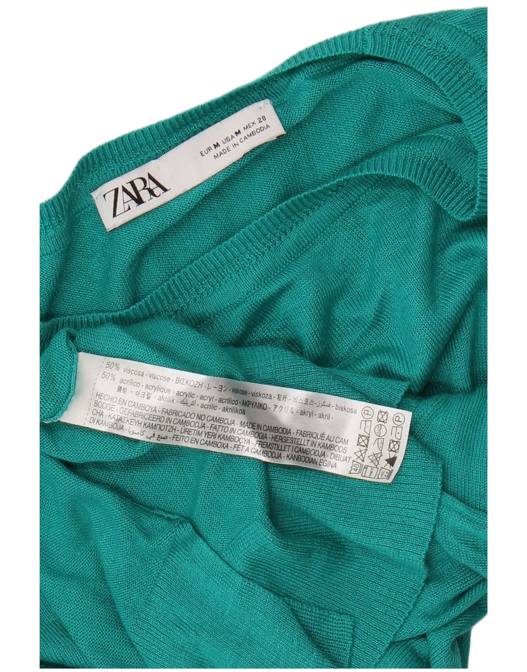 Zara Womens Boat Neck Jumper Sweater UK 14 Medium Turquoise Viscose