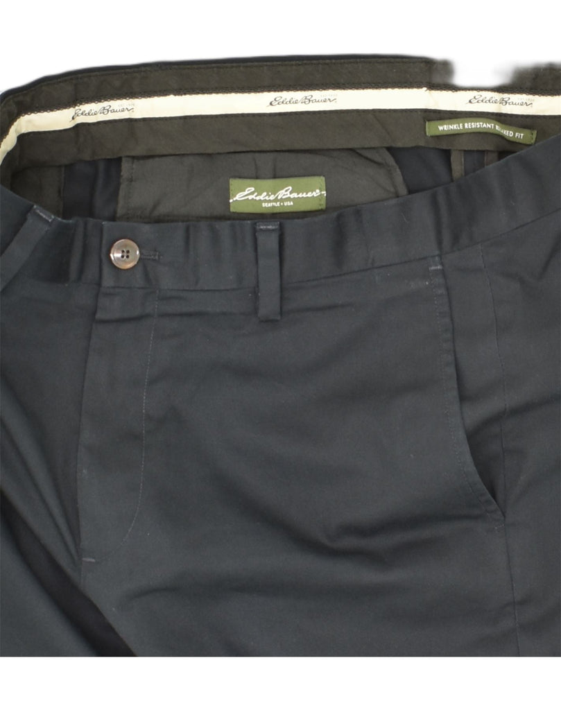 EDDIE BAUER Mens Wrinkle Resistant Chino Trousers W35 L32 Navy Blue Cotton | Vintage Eddie Bauer | Thrift | Second-Hand Eddie Bauer | Used Clothing | Messina Hembry 