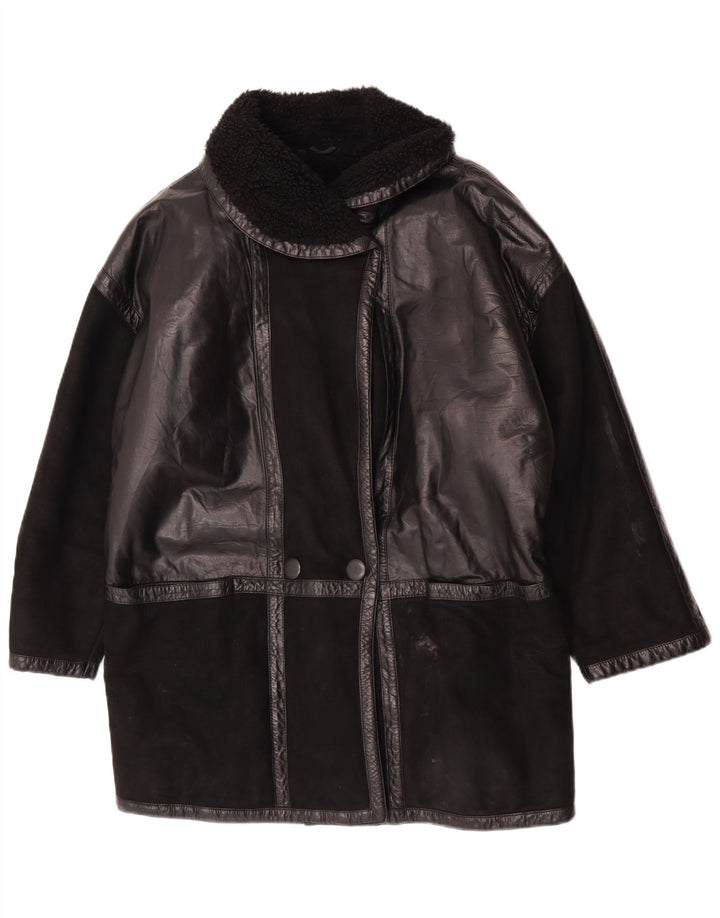 Skinni Womens Oversized Shearling Coat IT 40 Small Black Shearling