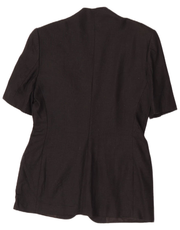 Les Copains Womens Short Sleeve 1 Button Blazer Jacket IT 44 Medium Black
