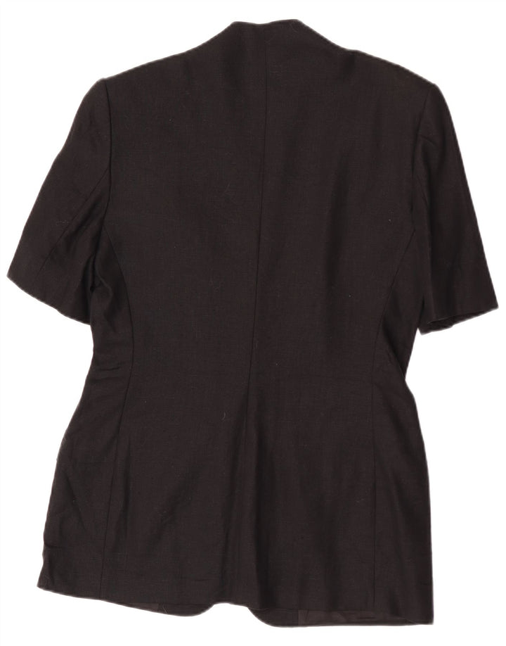 Les Copains Womens Short Sleeve 1 Button Blazer Jacket IT 44 Medium Black