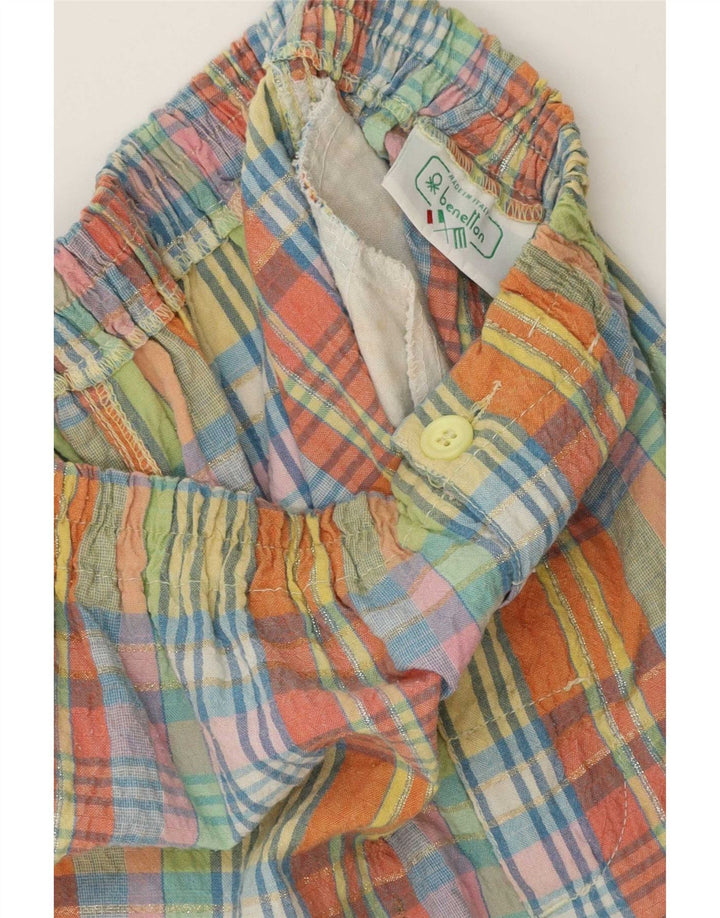 Benetton Womens High Waist Shorts W28 Medium Multicoloured Check