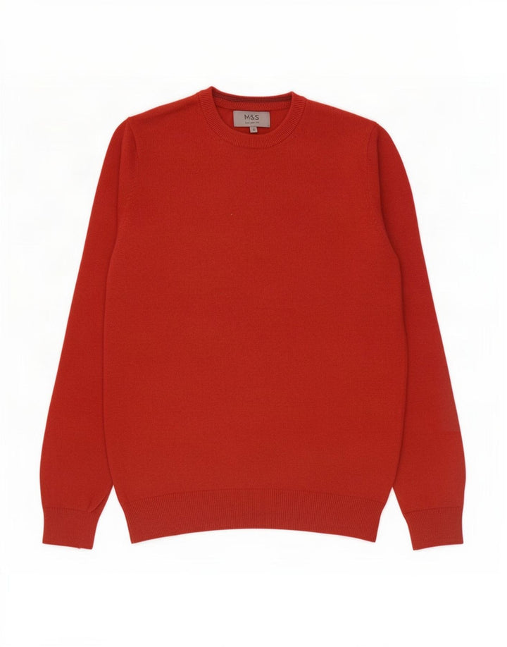 Marks & Spencer Mens Crew Neck Jumper Sweater Small Orange Cotton