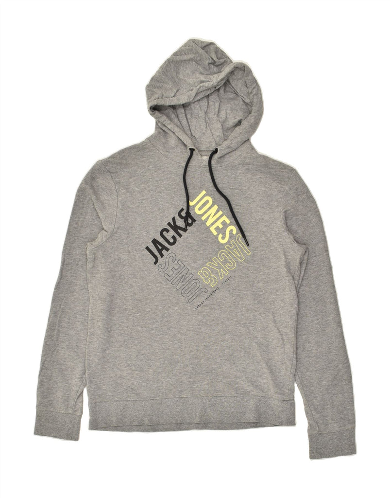 JACK & JONES Mens Graphic Hoodie Jumper Medium Grey Cotton | Vintage Jack & Jones | Thrift | Second-Hand Jack & Jones | Used Clothing | Messina Hembry 