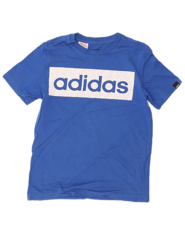 Adidas Boys Graphic T-Shirt Top 11-12 Years Blue Cotton
