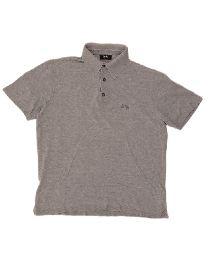 Hugo Boss Mens Polo Shirt Medium Grey Flecked Cotton