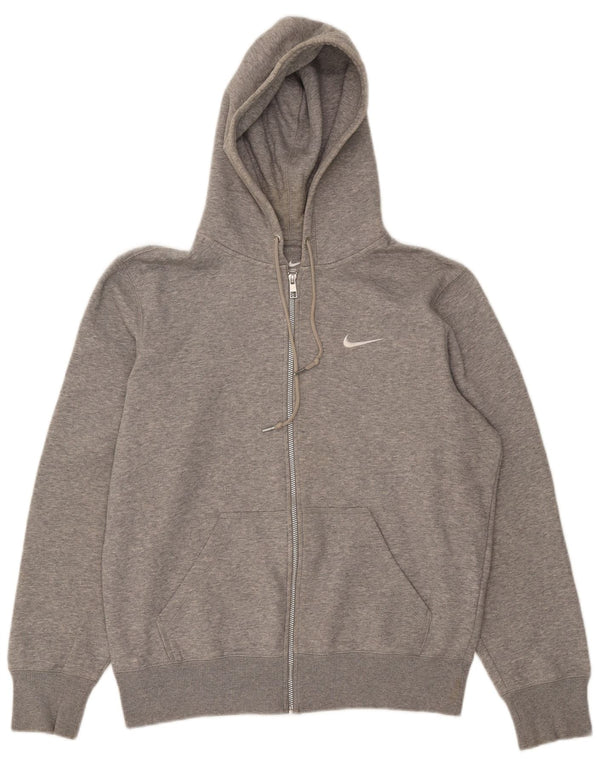Nike Womens Oversized Zip Hoodie Sweater UK 14 Medium Grey Flecked Cotton