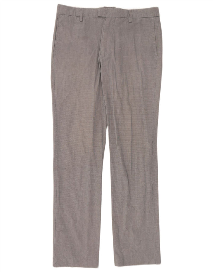 Dockers Mens Straight Suit Trousers W32 L34 Grey Check Cotton