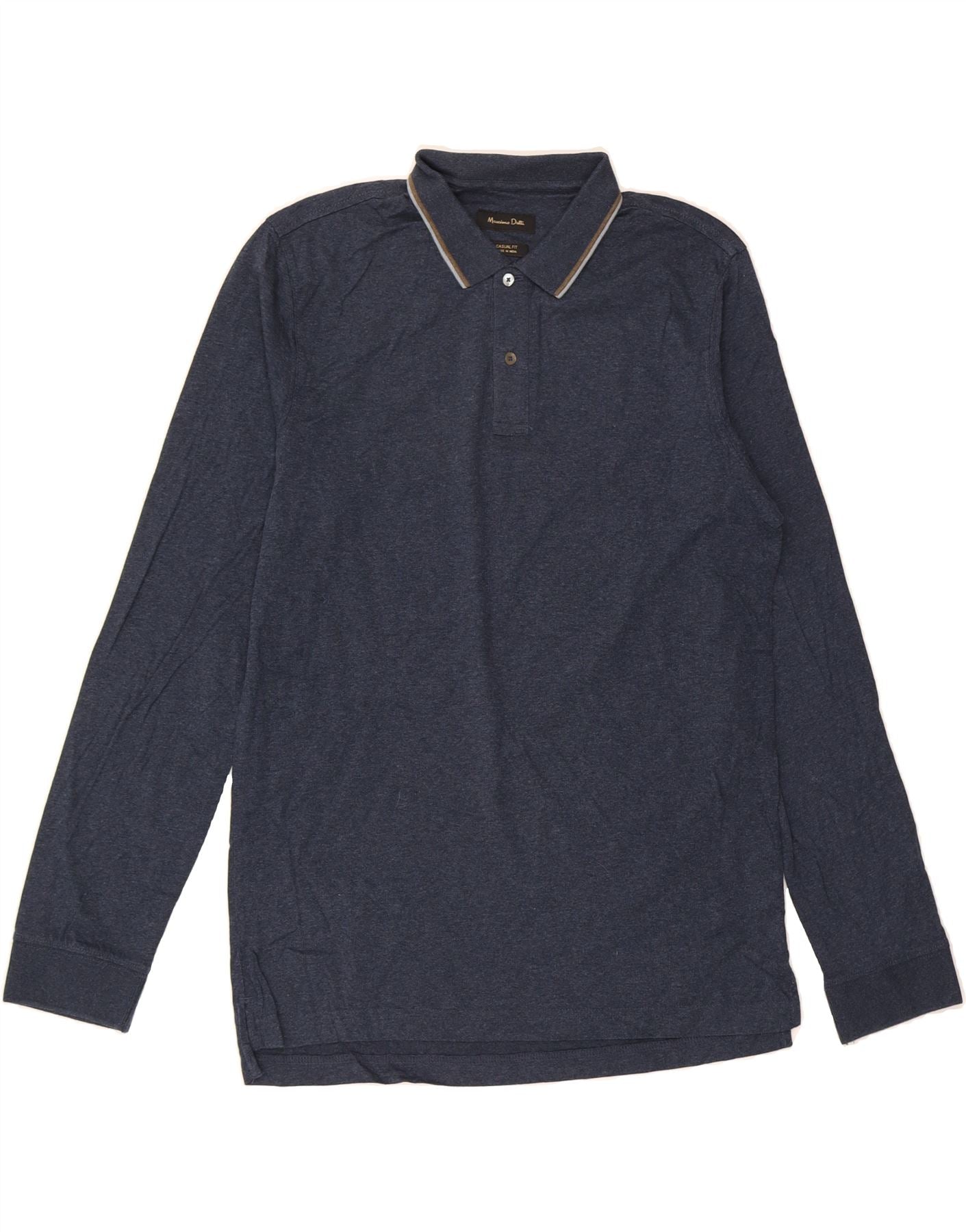 Polo informal de manga larga MASSIMO DUTTI para hombre, azul