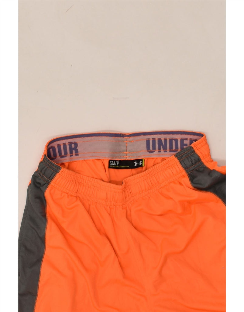 UNDER ARMOUR Mens Sport Shorts Small Orange Colourblock Polyester | Vintage Under Armour | Thrift | Second-Hand Under Armour | Used Clothing | Messina Hembry 