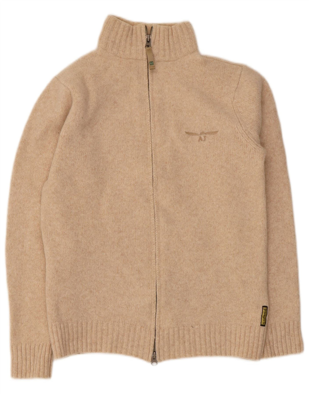 Armani Womens Cardigan Sweater UK 12 Medium Beige Virgin Wool