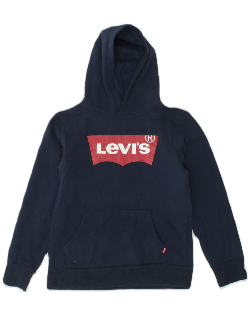 LEVI'S Girls Graphic Hoodie Jumper 11-12 Years Navy Blue Cotton | Vintage Levi's | Thrift | Second-Hand Levi's | Used Clothing | Messina Hembry 