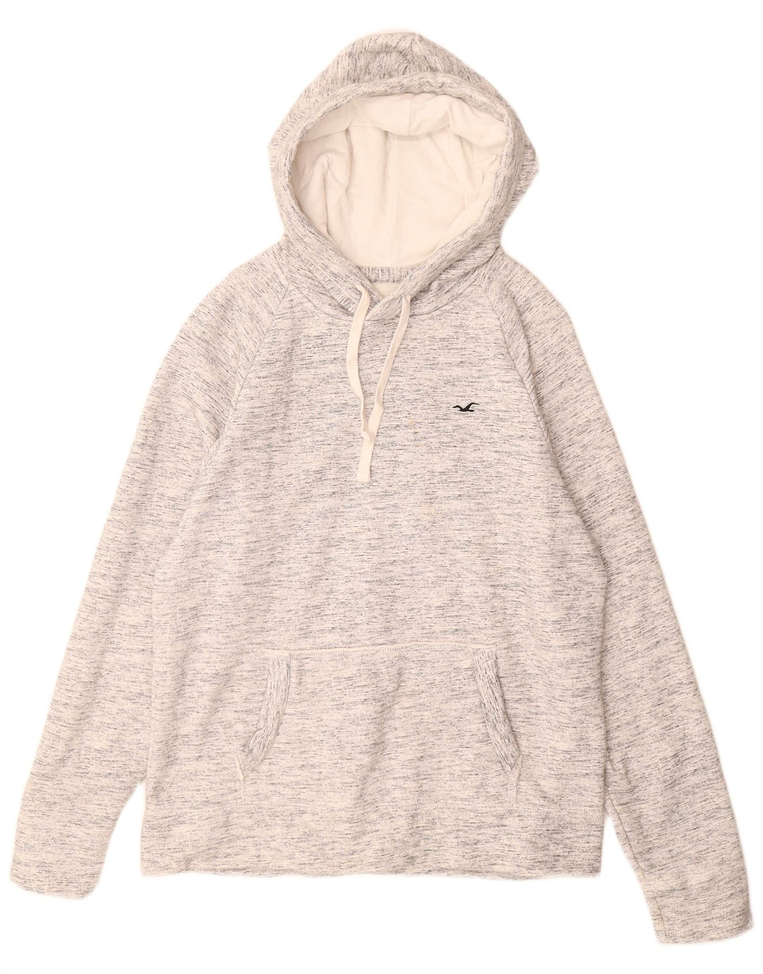 HOLLISTER Mens Hoodie Jumper Medium Grey Flecked Cotton