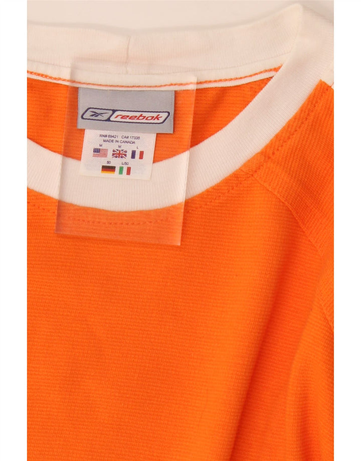 REEBOK Mens T-Shirt Top Medium Orange Colourblock Cotton Vintage Reebok and Second-Hand Reebok from Messina Hembry 
