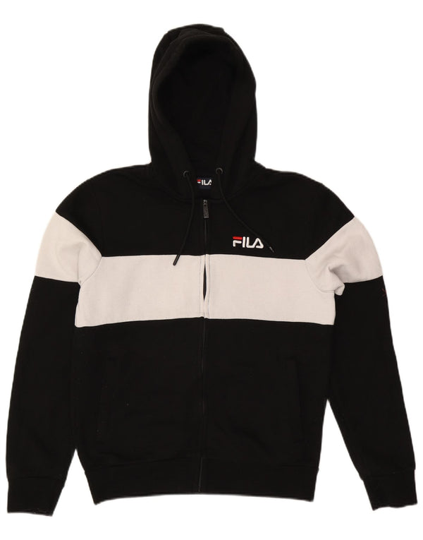 Fila Womens Oversized Zip Hoodie Sweater UK 10 Small Black Colourblock