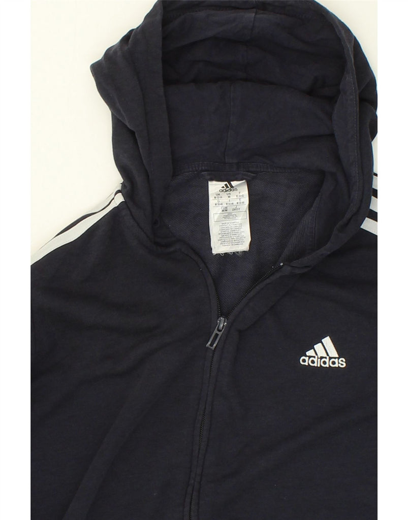 ADIDAS Womens Zip Hoodie Sweater UK 12/14 Medium Black Cotton | Vintage Adidas | Thrift | Second-Hand Adidas | Used Clothing | Messina Hembry 