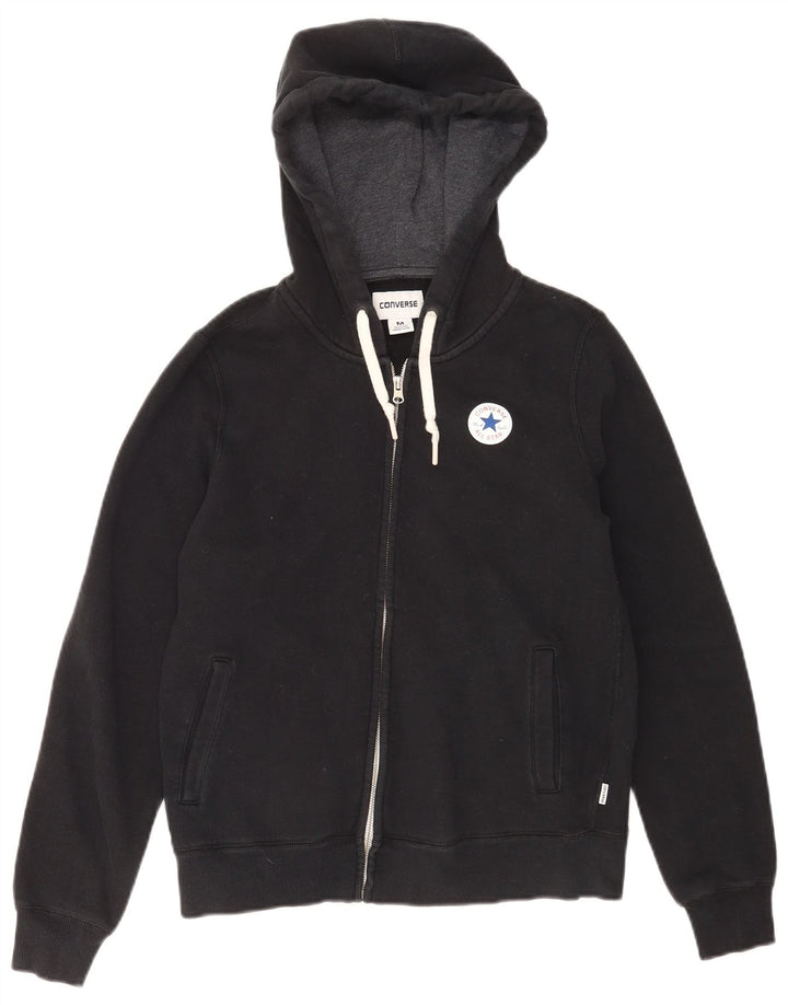 Converse Womens Zip Hoodie Sweater UK 14 Medium Black Cotton