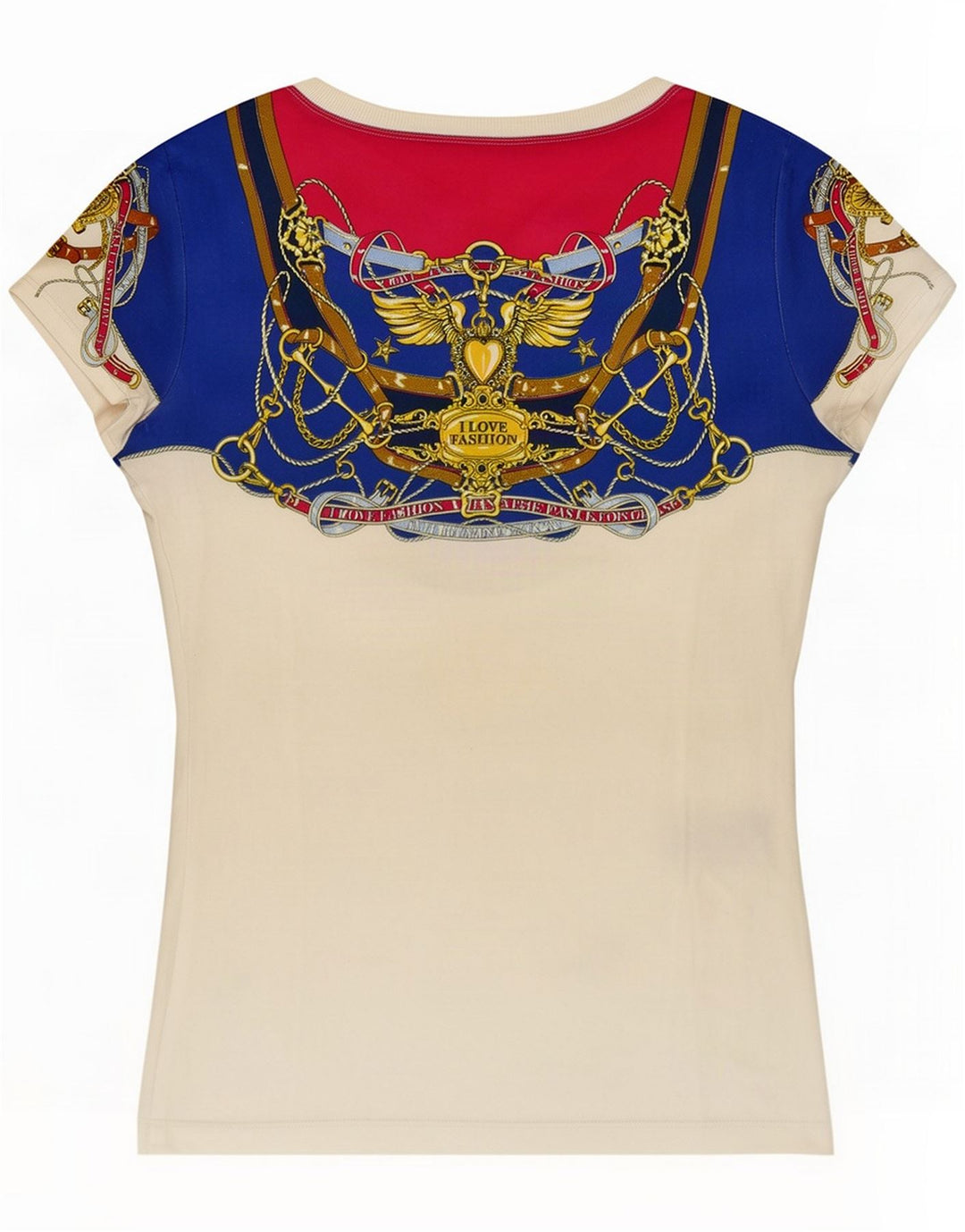 Moschino Womens Abstract Pattern Graphic T-Shirt Top IT 44 Medium White