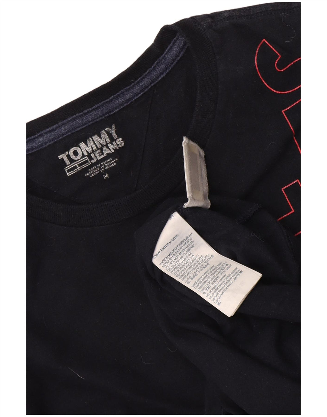 Tommy Hilfiger Mens Graphic T-Shirt Top Medium Navy Blue Cotton
