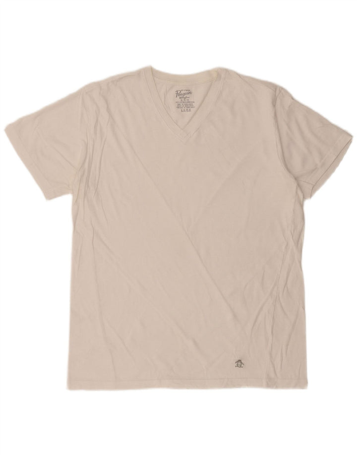 PENGUIN Womens T-Shirt Top UK 14 Medium White Cotton