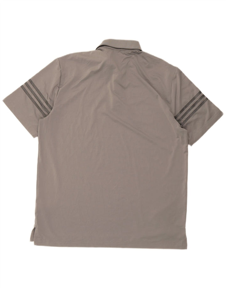 ADIDAS Mens Polo Shirt Large Grey Polyester
