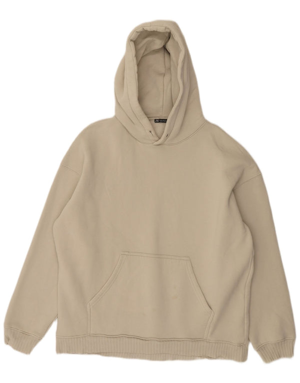 Zara Mens Loose Fit Hoodie Jumper Small White Cotton