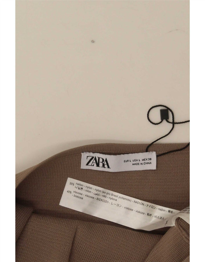 Zara Womens Crop Strapless Top UK 14 Large Brown Nylon