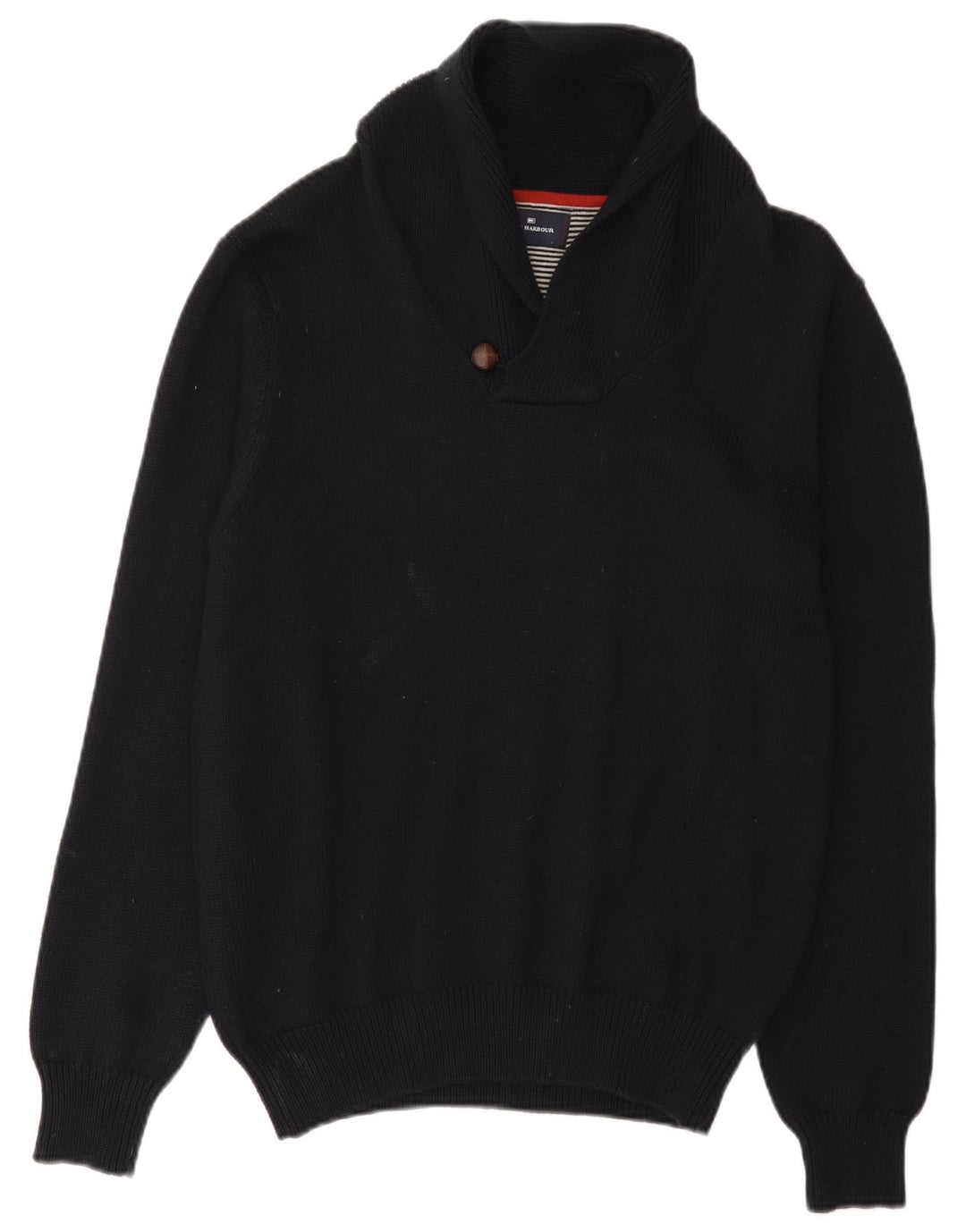 Marks & Spencer Mens Shawl Neck Jumper Sweater Medium Black Cotton