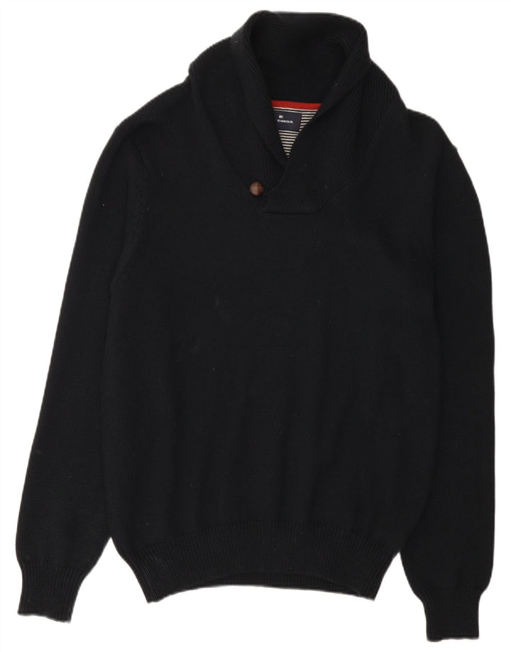 Marks & Spencer Mens Shawl Neck Jumper Sweater Medium Black Cotton