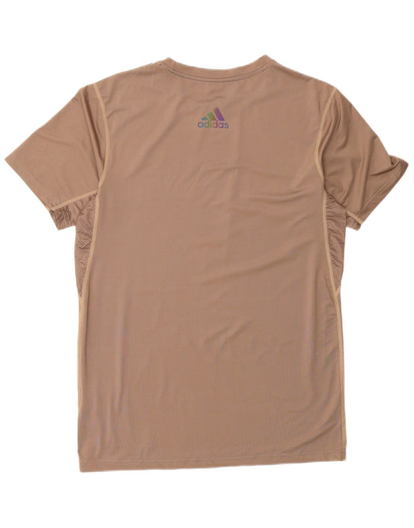 Adidas Mens Aeroready Graphic T-Shirt Top Large Brown Polyester