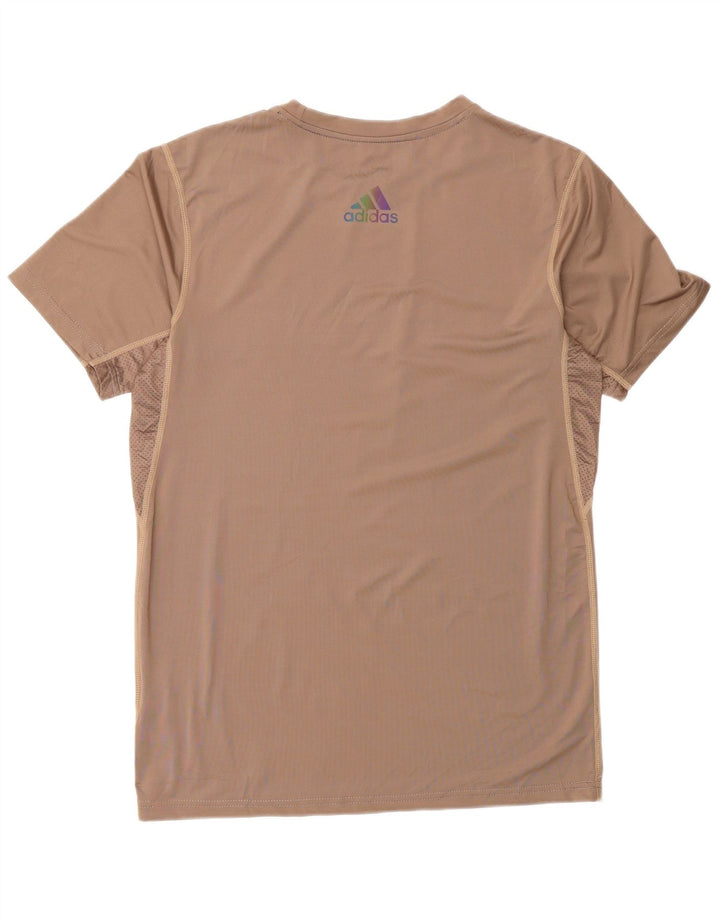 Adidas Mens Aeroready Graphic T-Shirt Top Large Brown Polyester