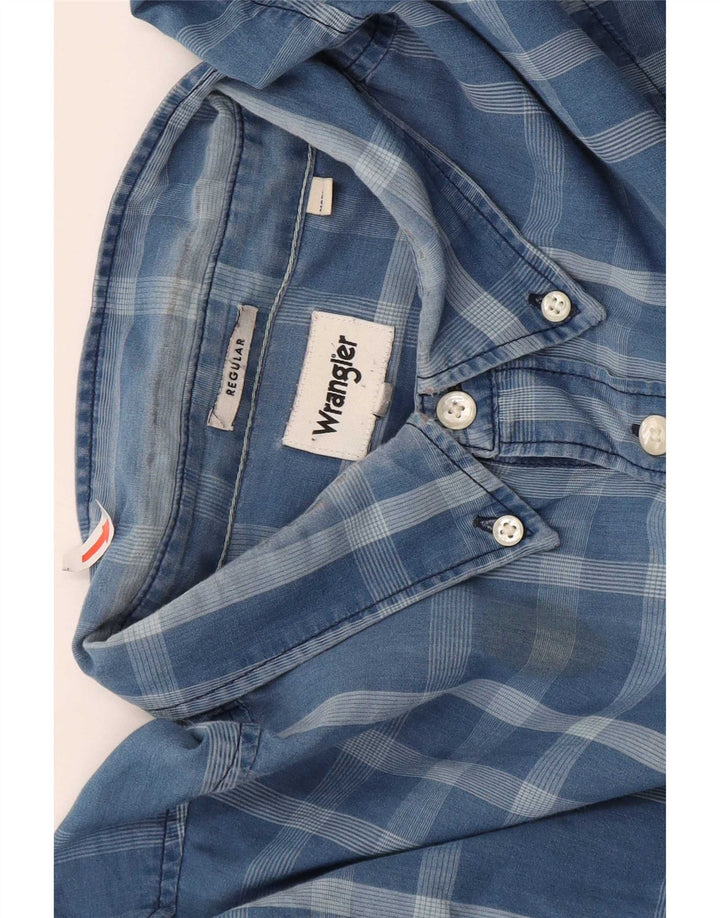 Wrangler Mens Regular Fit Shirt XL Blue Check Cotton