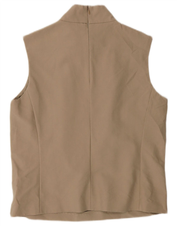 Max Mara Womens Sleeveless Blouse Top UK 10 Small Beige Cotton