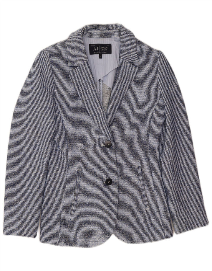 Armani Jeans Womens 2 Button Blazer Jacket EU 40 Medium Blue Pinstripe