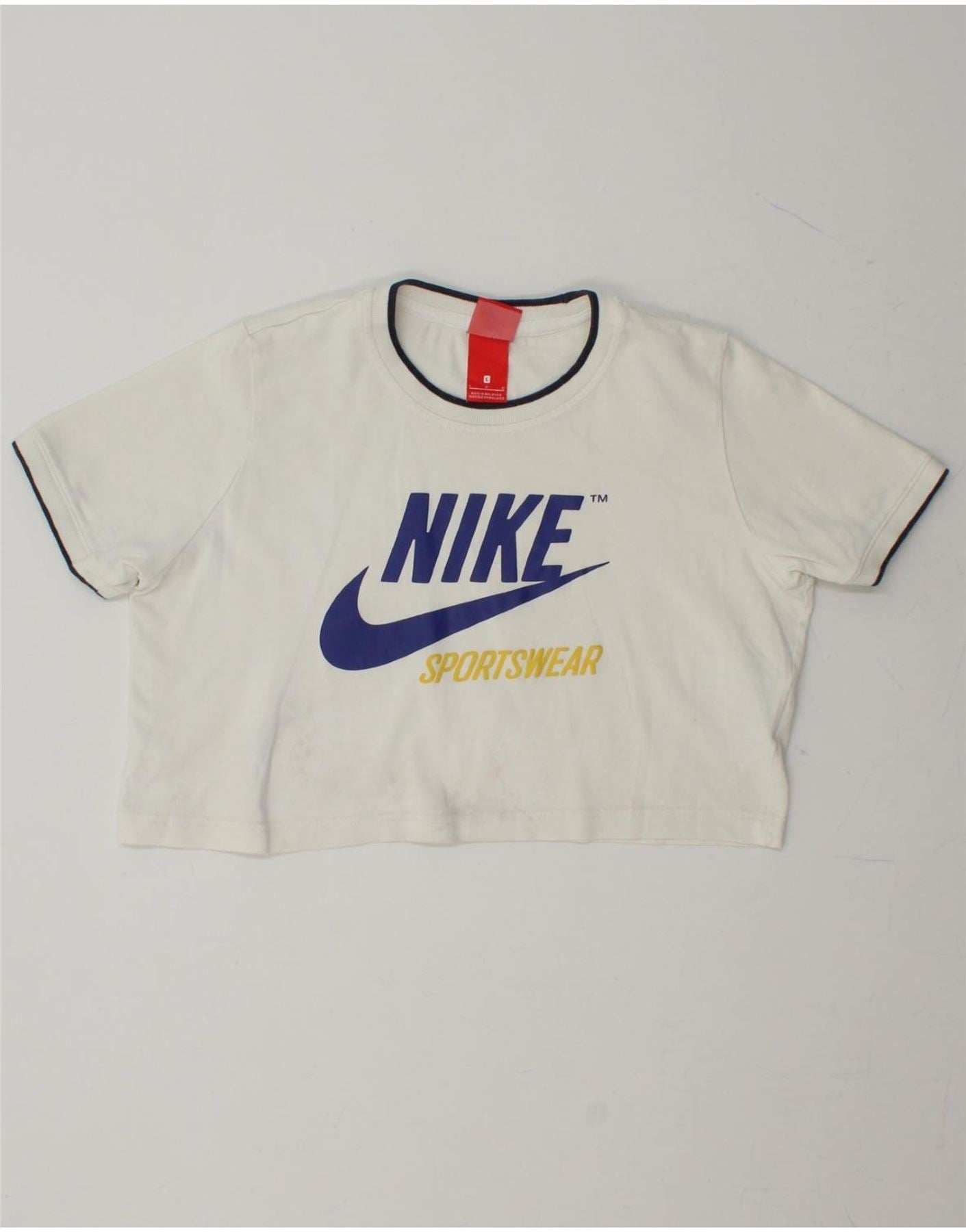 NIKE Womens Crop Graphic T-Shirt Top UK 16 Large White Cotton