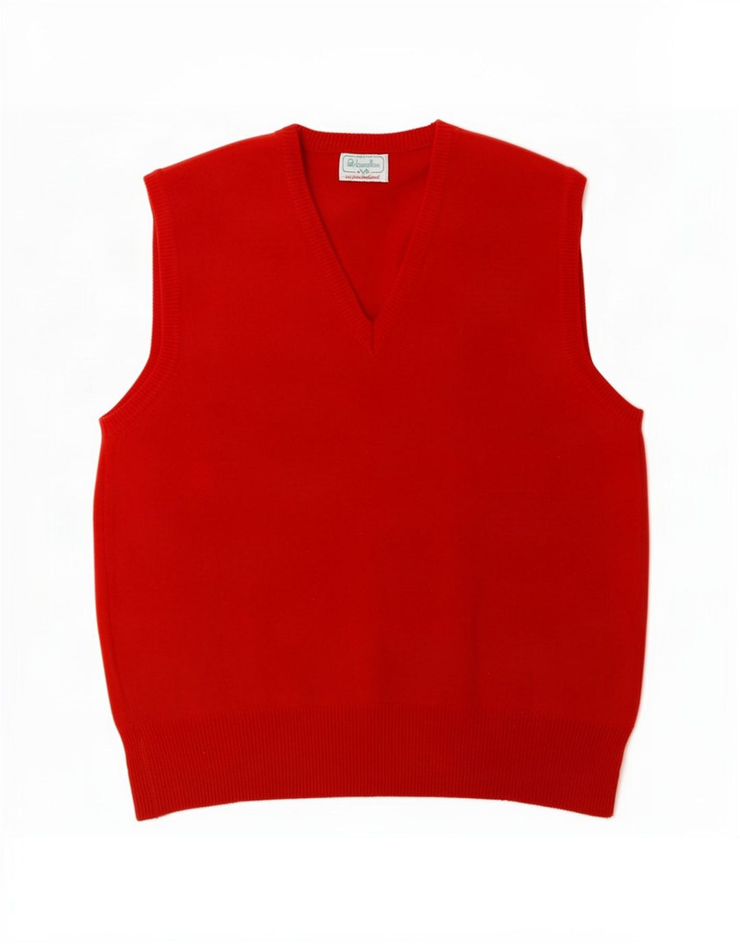 Benetton Mens Vest Tank Top Small Red Lambswool