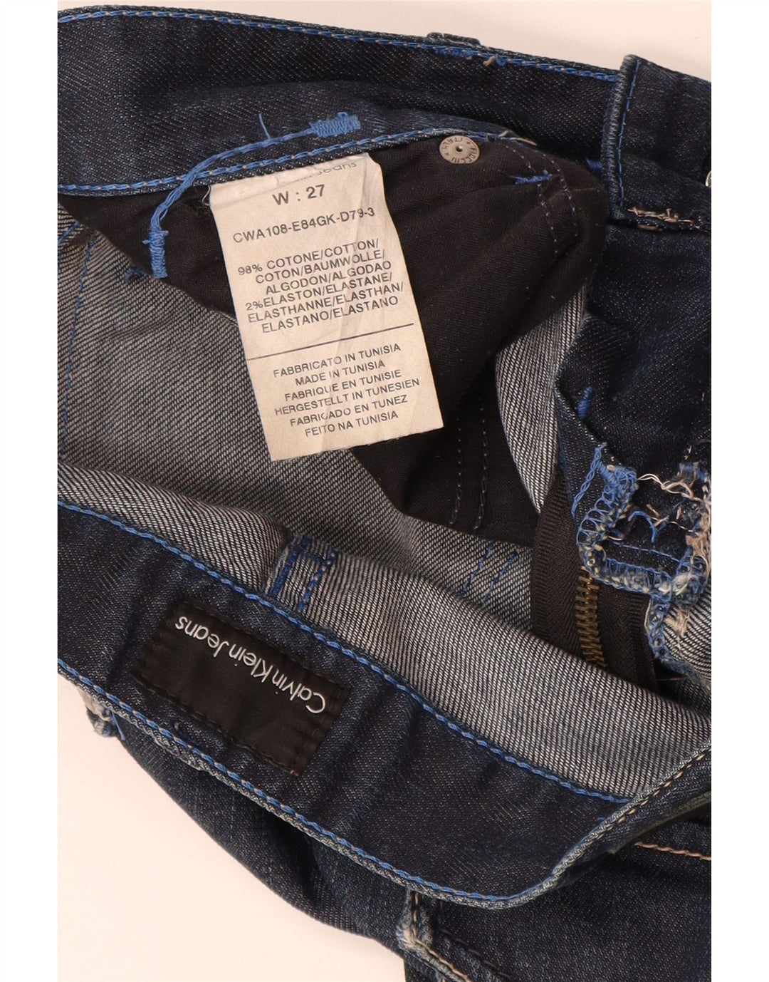 Calvin Klein Womens Slim Jeans W27 L29 Navy Blue Cotton