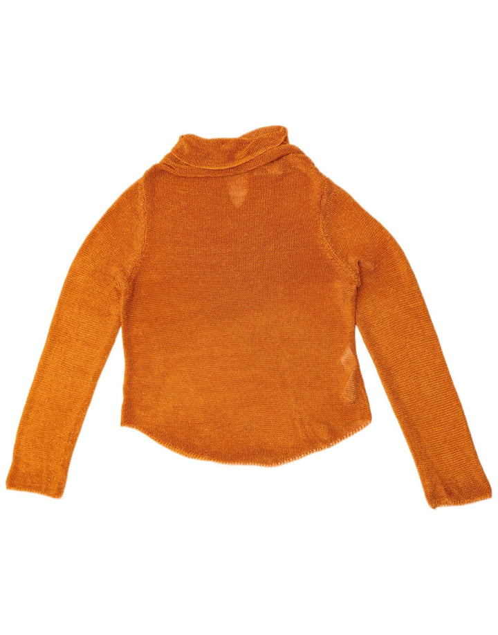 Zara Womens Crop See Through Top Long Sleeve UK 12 Medium Orange Viscose